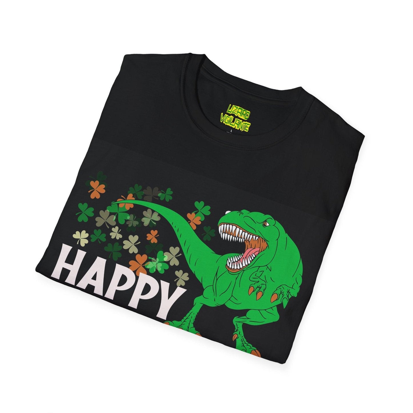 Happy St. Pat-Rex Day T-Rex Dinosaur Unisex Softstyle T-Shirt - Lizard Vigilante