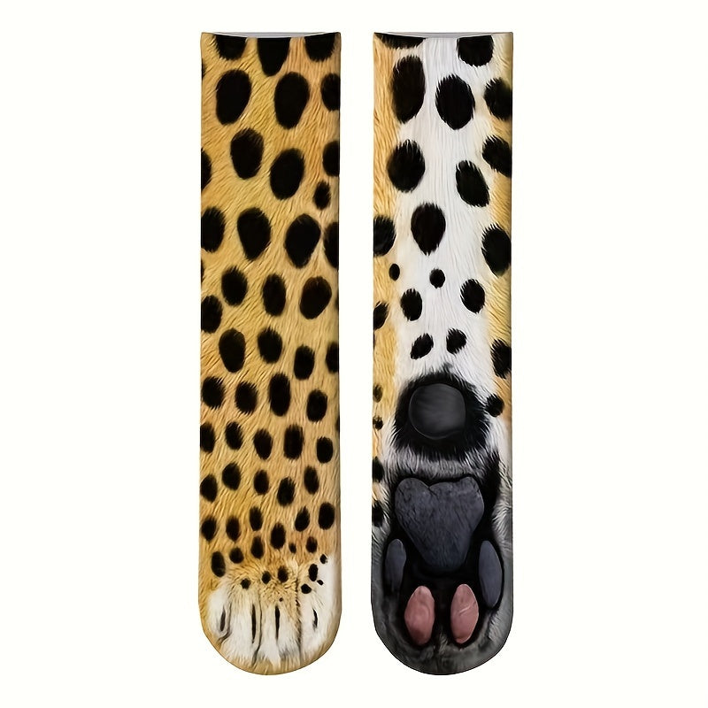 Paw-Tastic 3D Animal Print Socks – Unisex Novelty Crew Socks for Ultimate Comfort and Wild Style - Premium socks from Lizard Vigilante - Just $17.88! Shop now at Lizard Vigilante