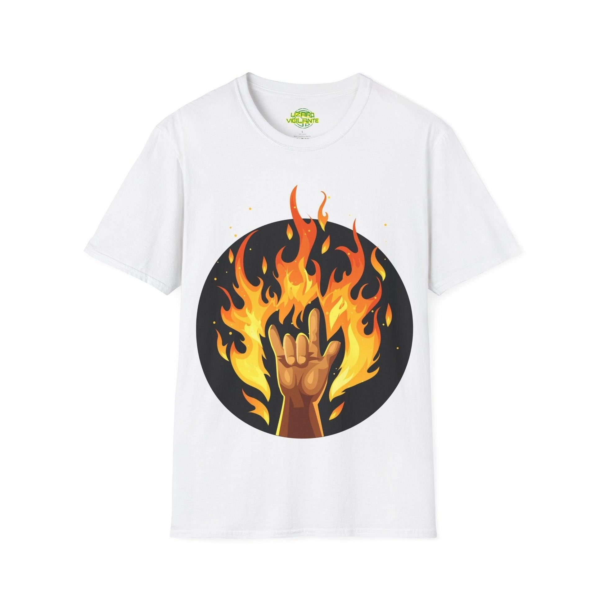 Rock On Fire Unisex Softstyle T-Shirt - Lizard Vigilante