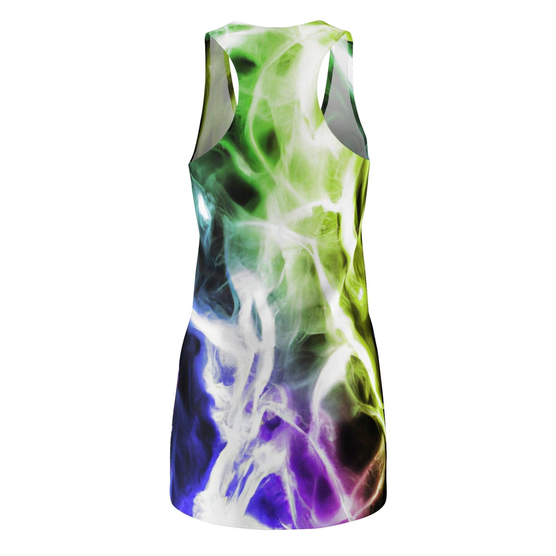 Neon Smoke Show Purple Green Women's Cut & Sew Racerback Dress (AOP) - Lizard Vigilante