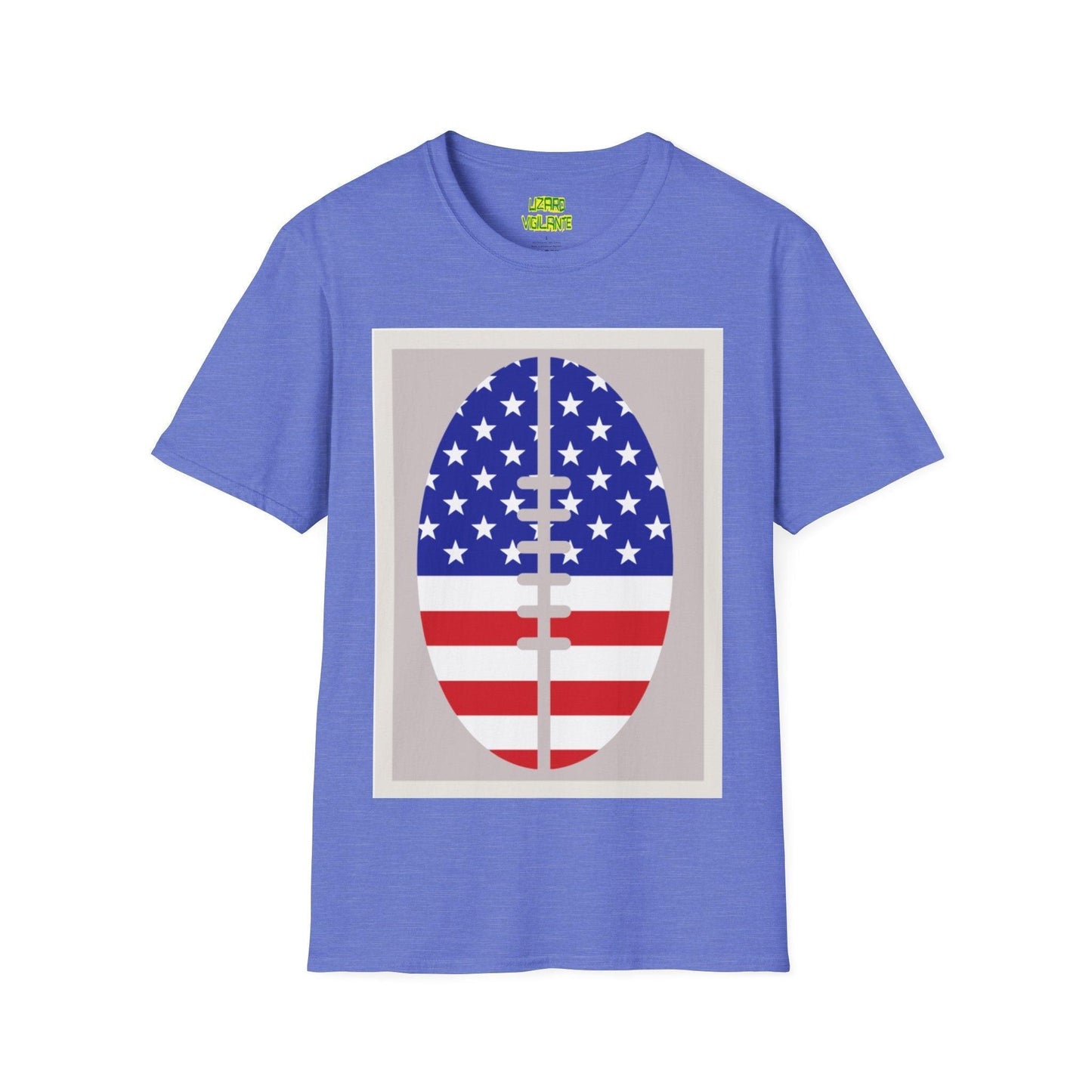 Patriotic American Football Unisex Softstyle T-Shirt - Lizard Vigilante