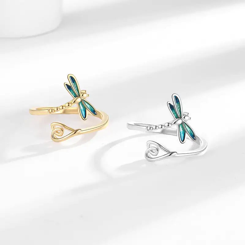 Blue Dragonfly Ring Female Exquisite Epoxy