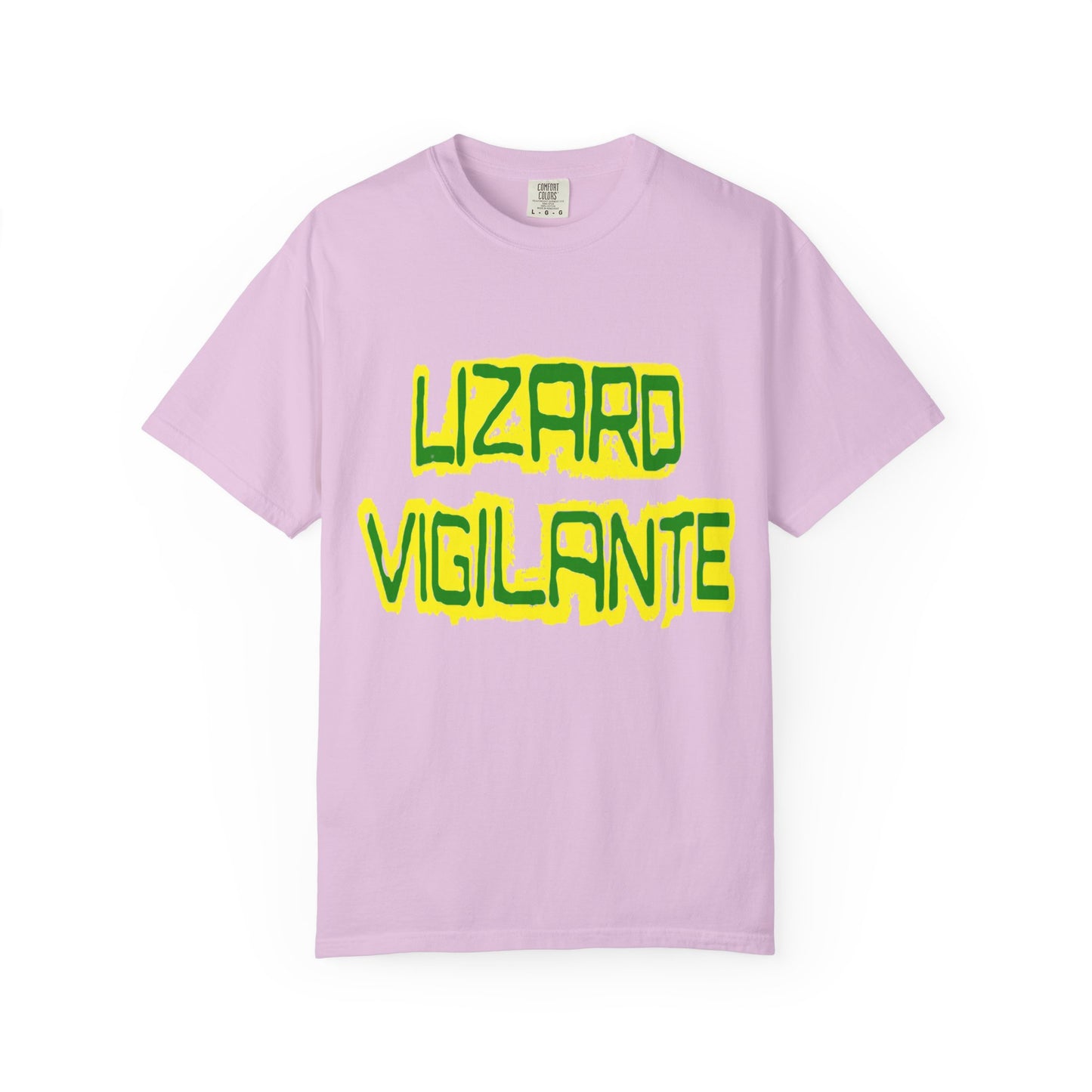 Lizard Vigilante Graphic T-Shirt — Bold Green & Yellow Streetwear Tee