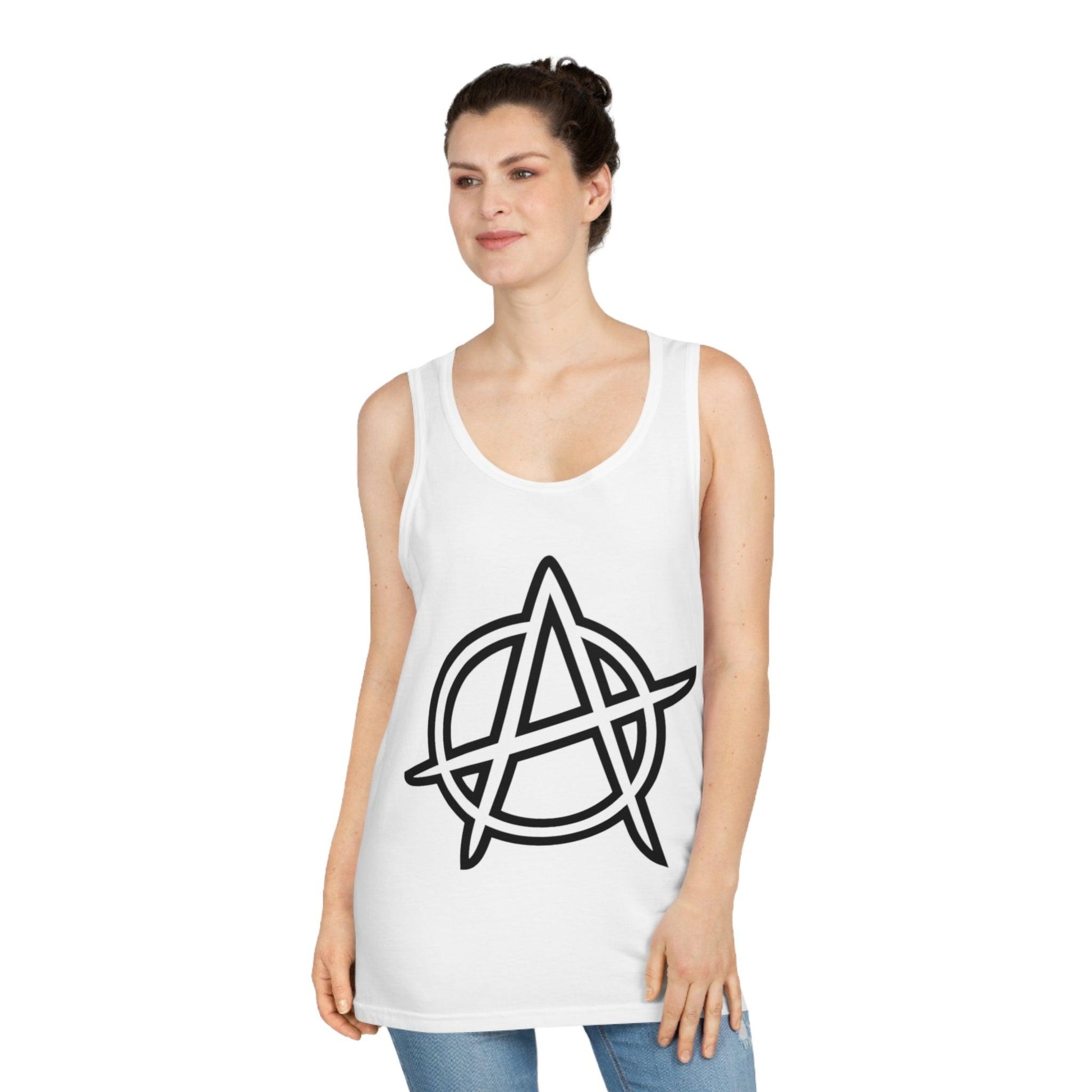 Anarchy Symbol Punker Unisex Softstyle™ Tank Top - Premium Tank Top from Printify - Just $27.74! Shop now at Lizard Vigilante