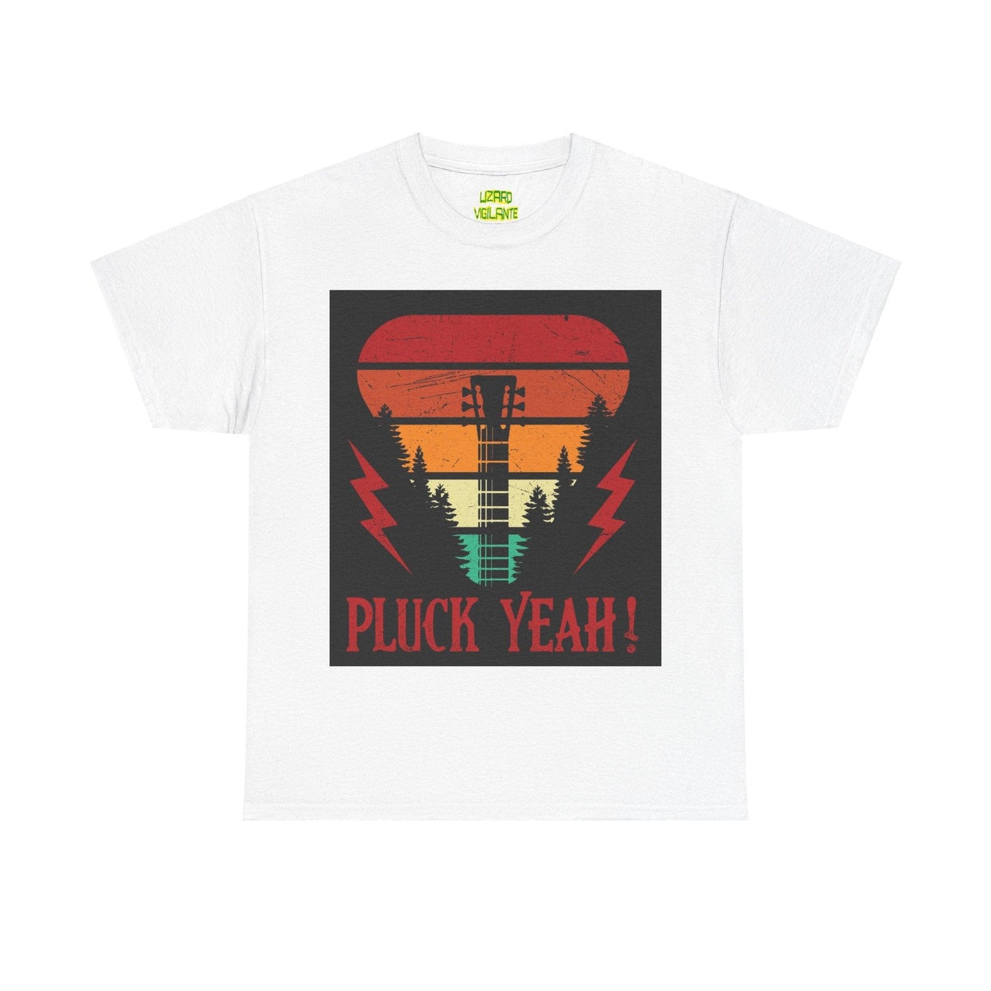 Pluck Yeah! Guitar Neck Unisex Heavy Cotton Tee - Lizard Vigilante