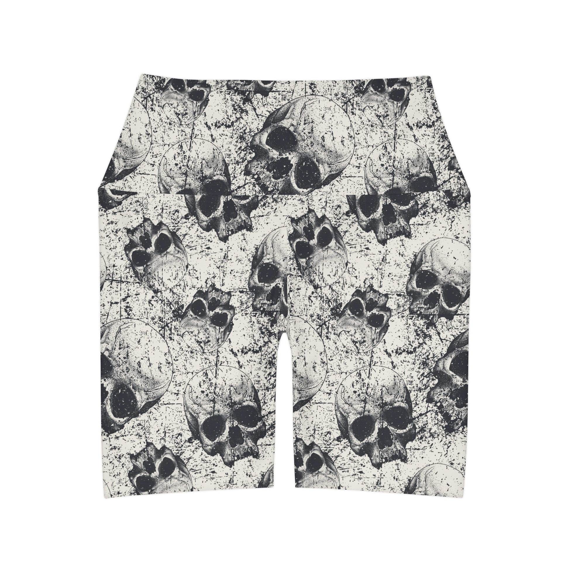 Ancient Skulls High Waisted Yoga Shorts\ - Premium All Over Prints from Printify - Just $52.99! Shop now at Lizard Vigilante