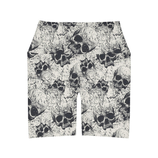 Ancient Skulls High Waisted Yoga Shorts\ - Lizard Vigilante