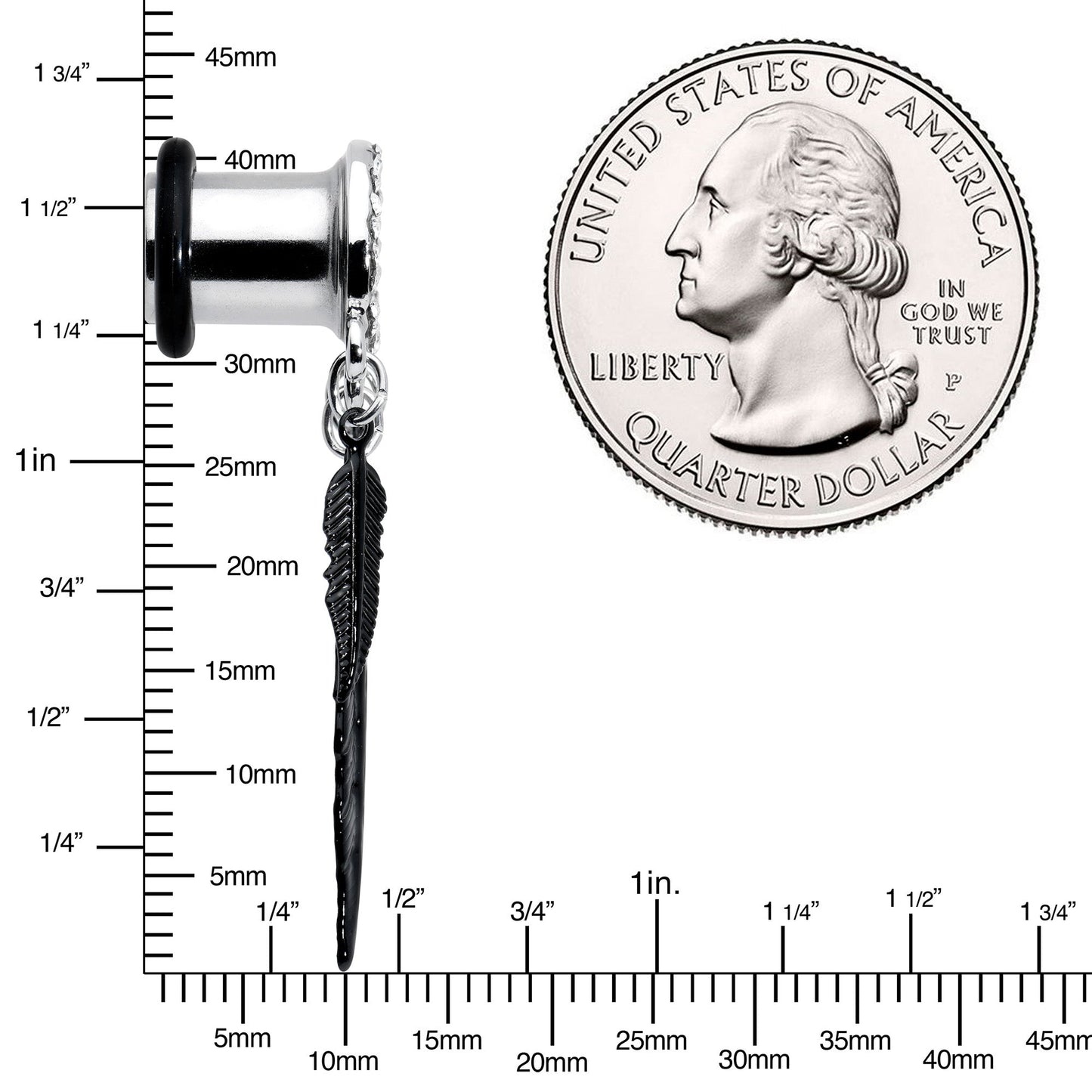 0G Clear Gem Steel Single Flare Tree of Life Dangle Plug Set