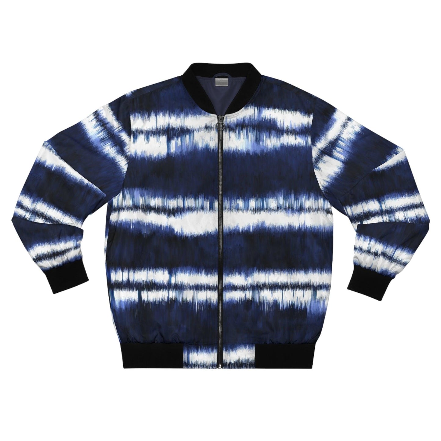 White Lines on Blue Men's Bomber Jacket (AOP) - Lizard Vigilante