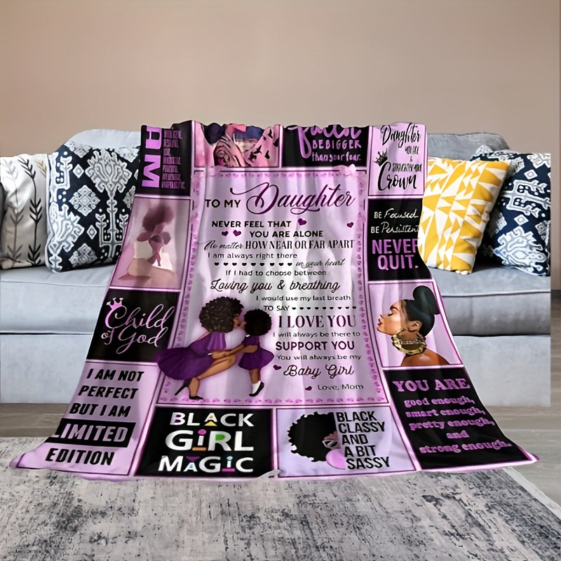 1pc To My Daughter Letter Blanket I Will Always Be There To Support You Love Mom, Women's Blanket Birthday Gift Winter Warm Blanket For Daughter