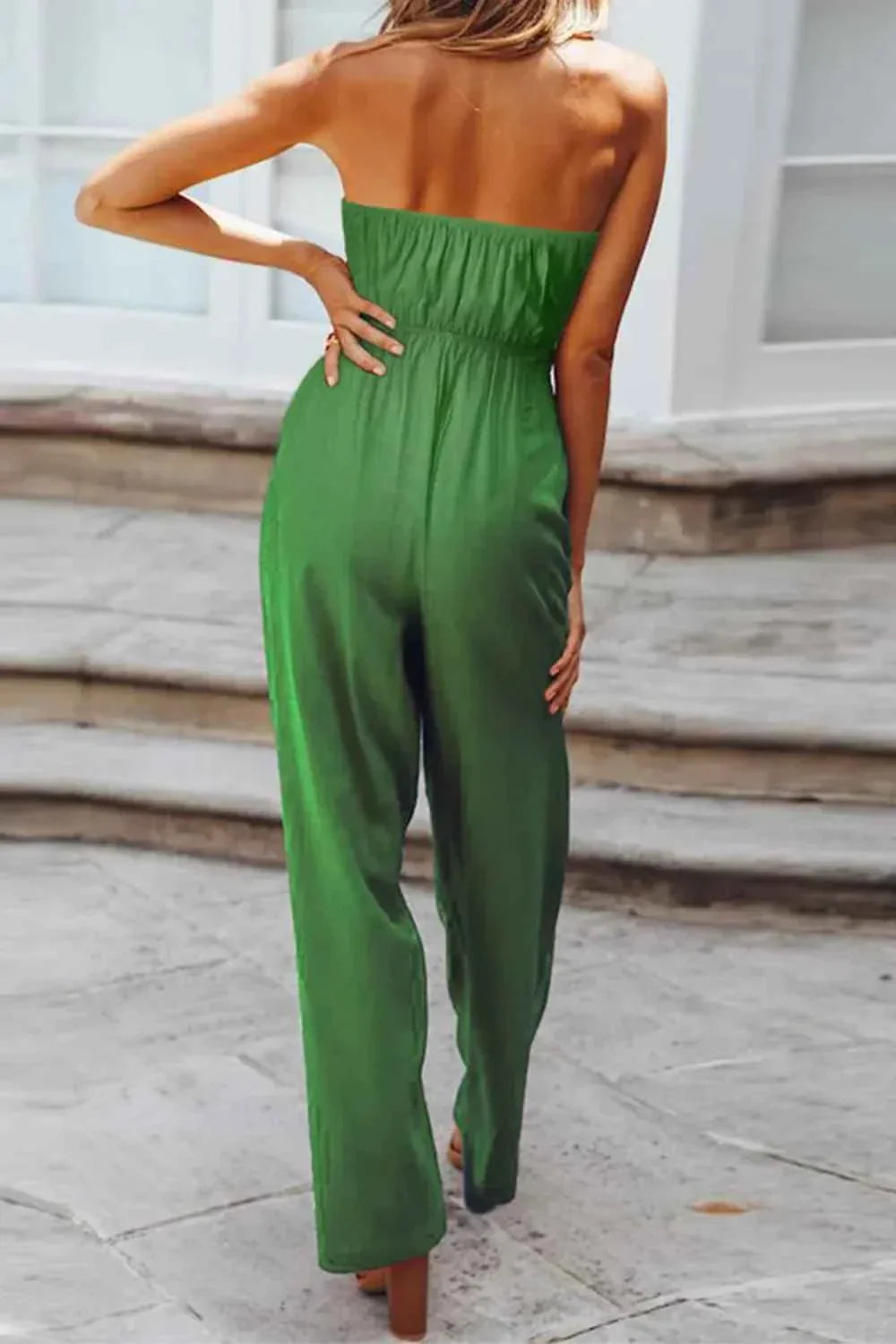 Tied Cutout Tube : Wide Leg Jumpsuit