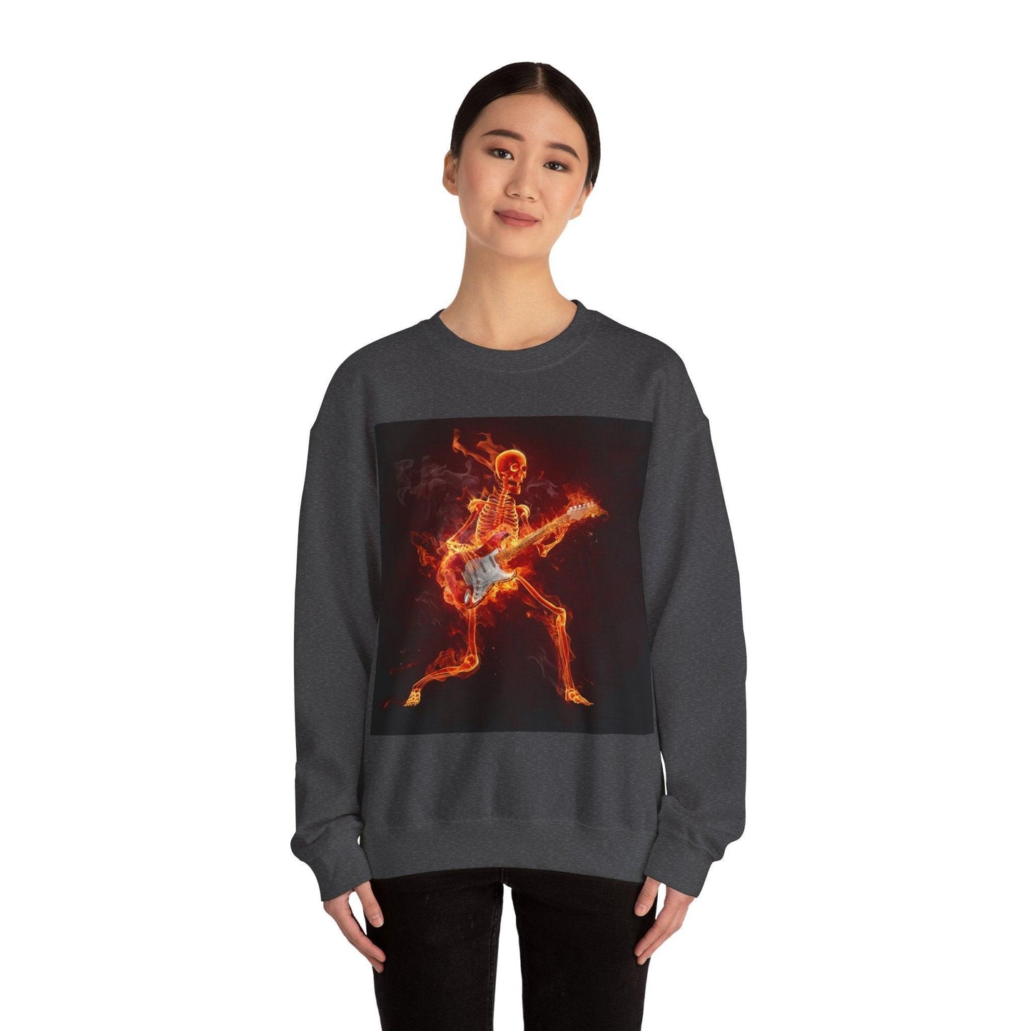 Fiery Guitarist Unisex Heavy Blend™ Crewneck Sweatshirt - Lizard Vigilante