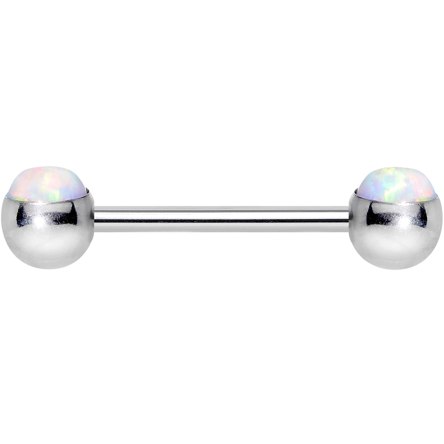 316L Stainless Steel White Synthetic Opal Nipple Barbell Set