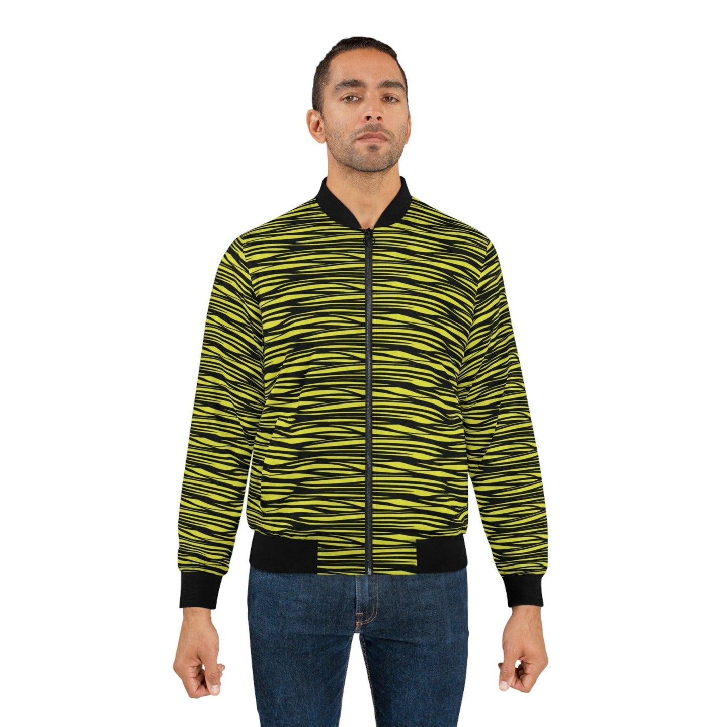 Black Yellow Men's Bomber Jacket - Lizard Vigilante