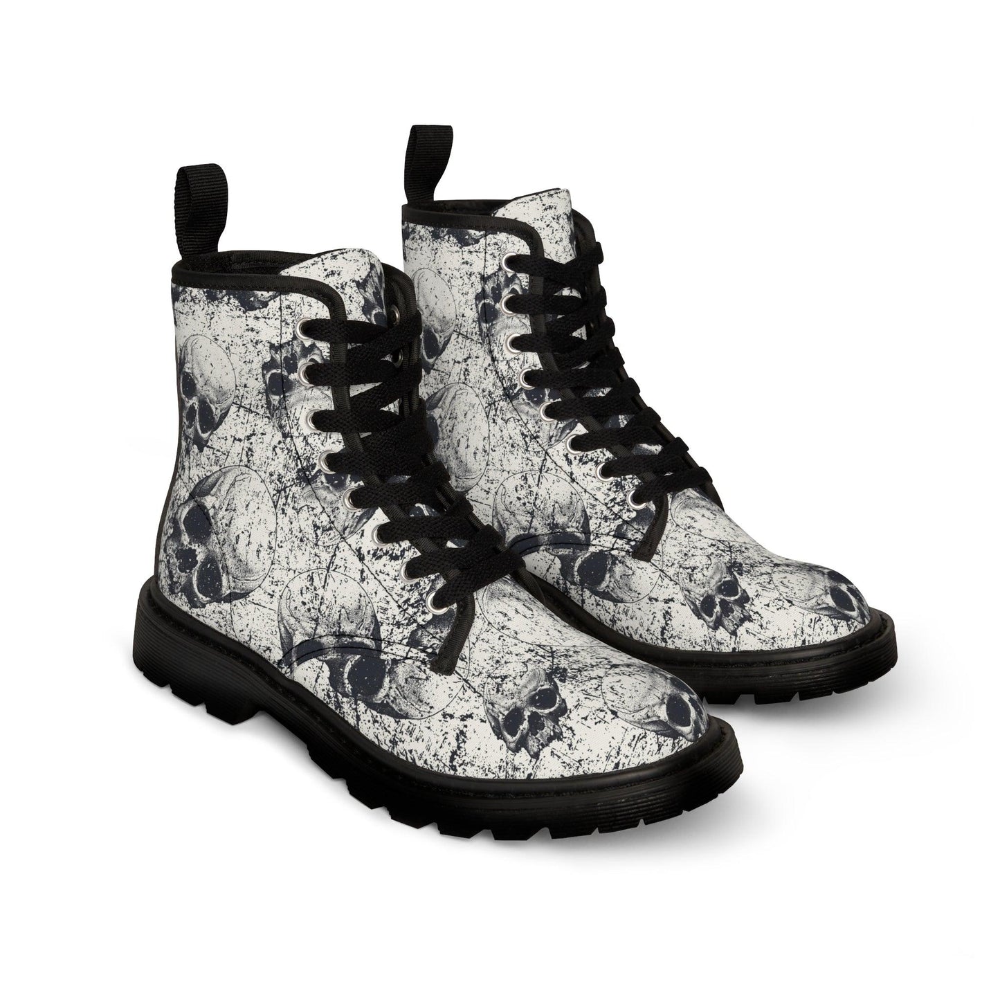 Men's Ancient Skulls Canvas Boots - Premium Shoes from Printify - Just $109.99! Shop now at Lizard Vigilante