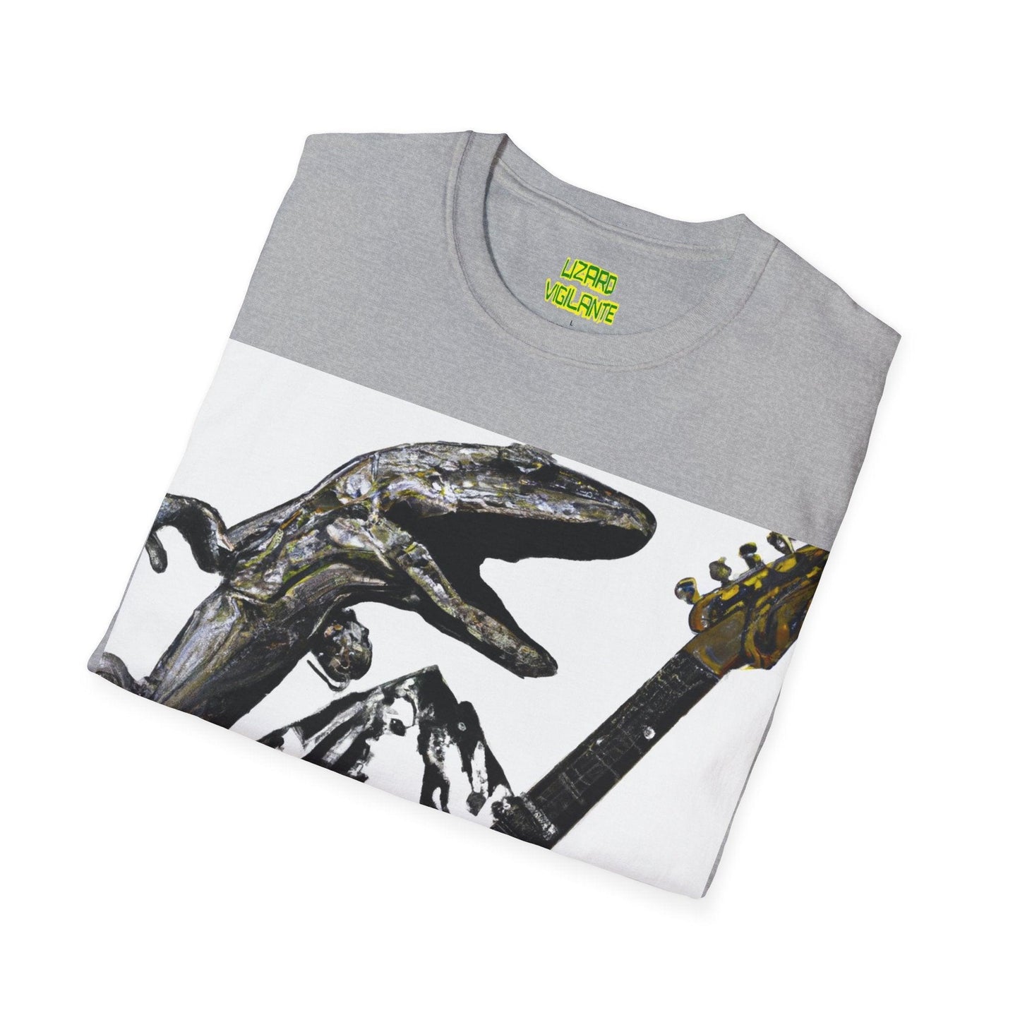 Lizard Vigilante Over Revolver Unisex Softstyle T-Shirt - Lizard Vigilante