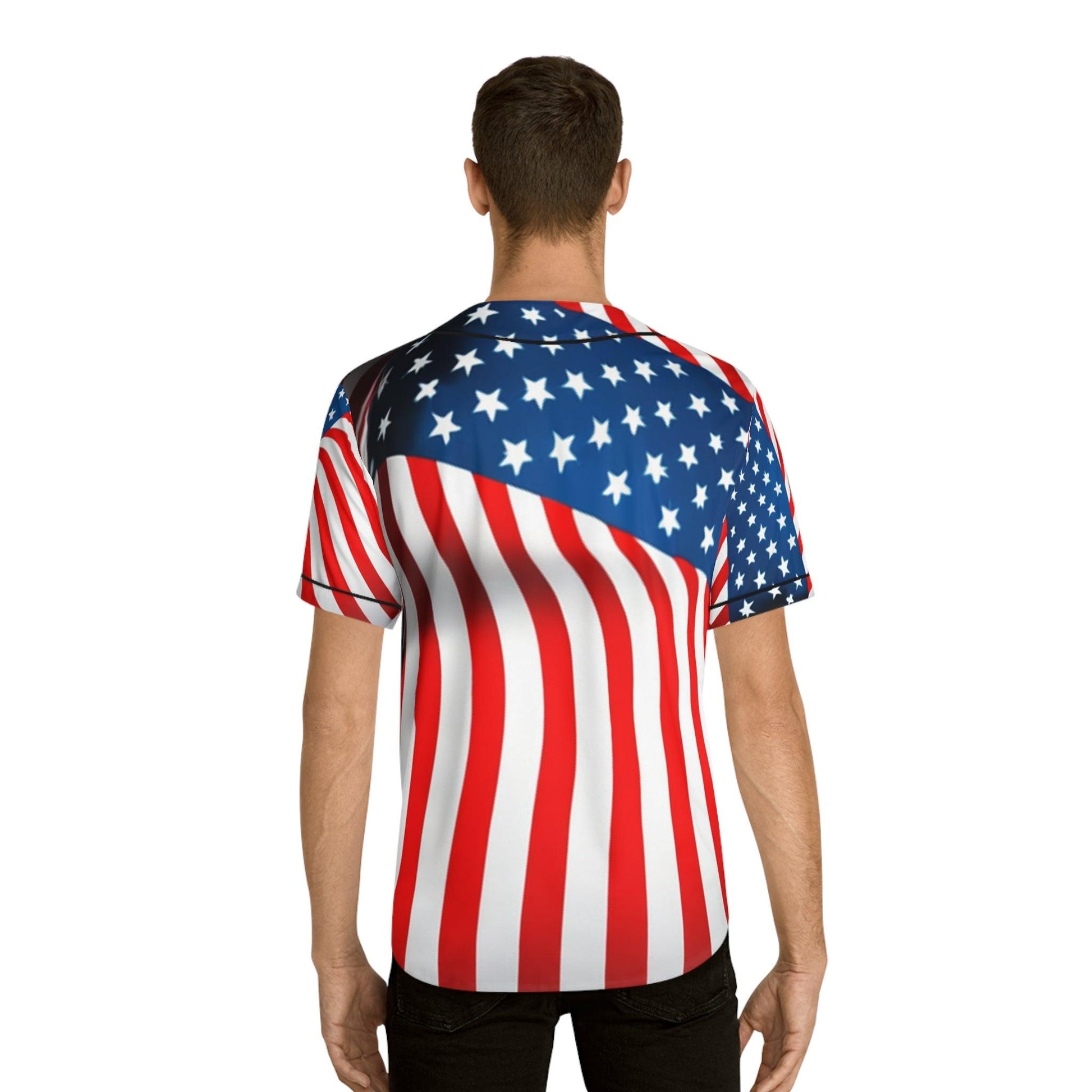 American Flag Men's Baseball Jersey - Lizard Vigilante