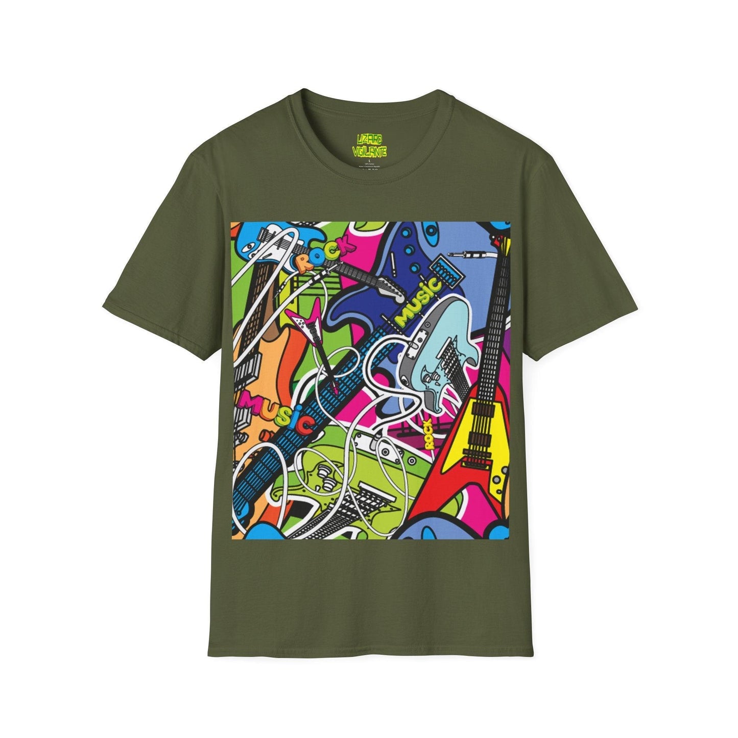 Rock Guitars Collage' Unisex Softstyle T-Shirt - Lizard Vigilante