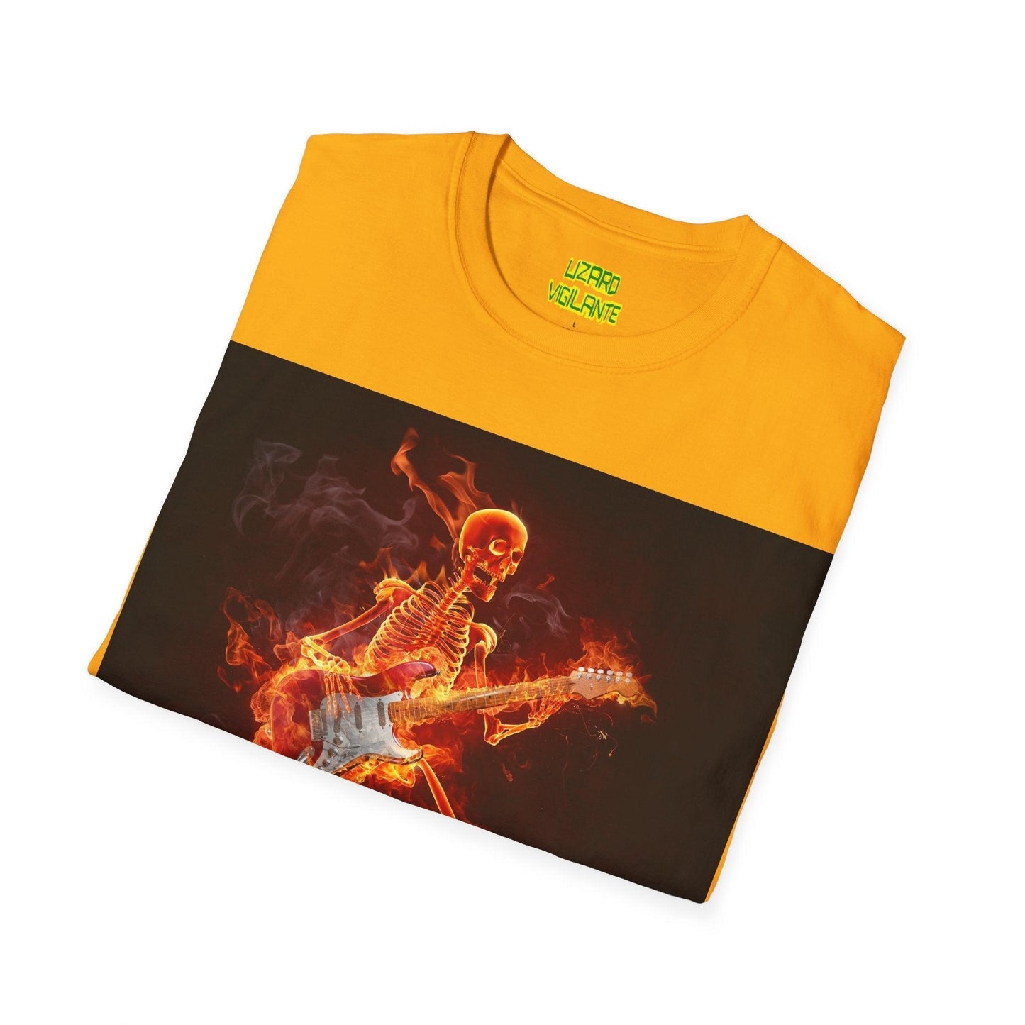 Fiery Guitarist Unisex Softstyle T-Shirt - Lizard Vigilante