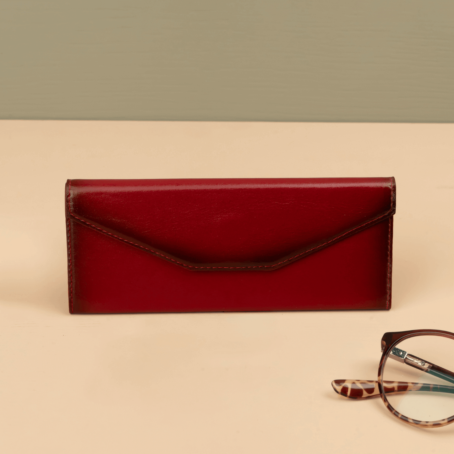 Luxury Leather Sunglasses Case - Red - Louisville