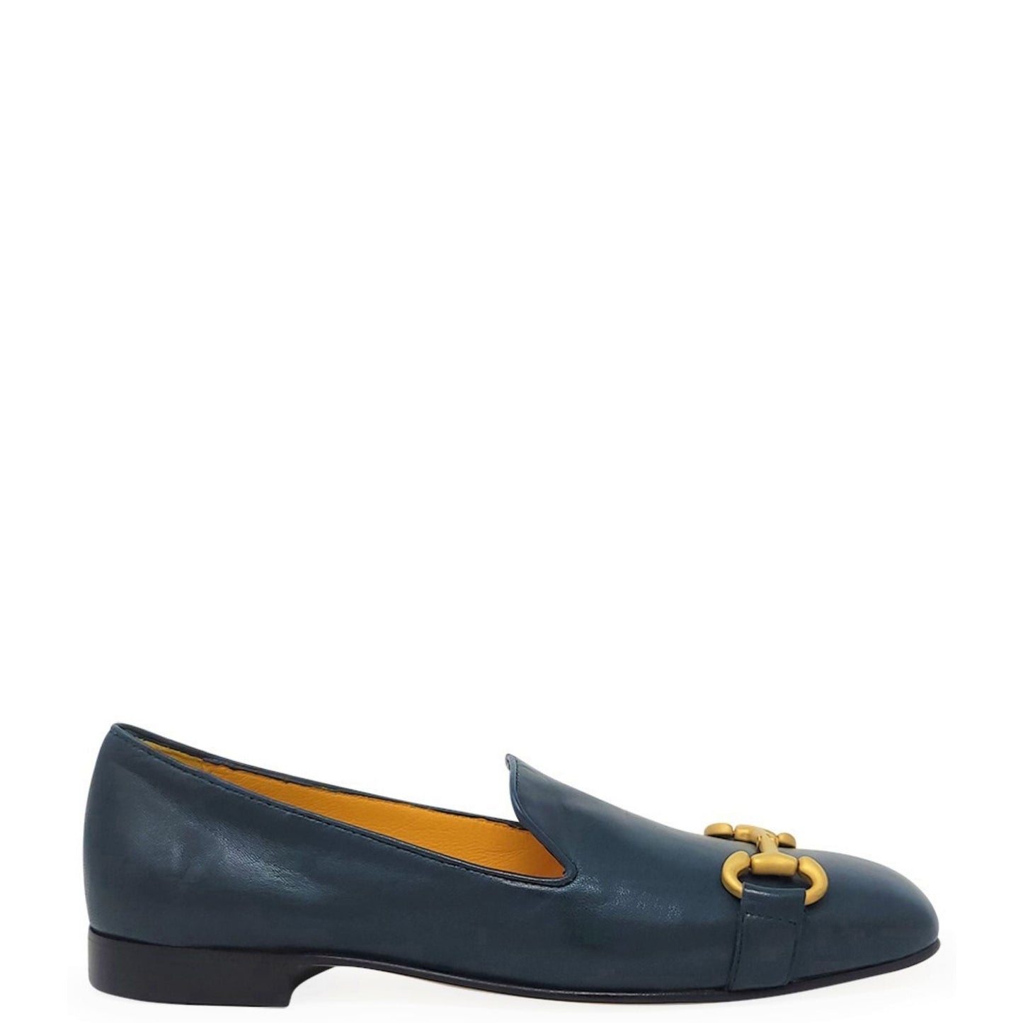 Teal Leather Square Toe Loafer