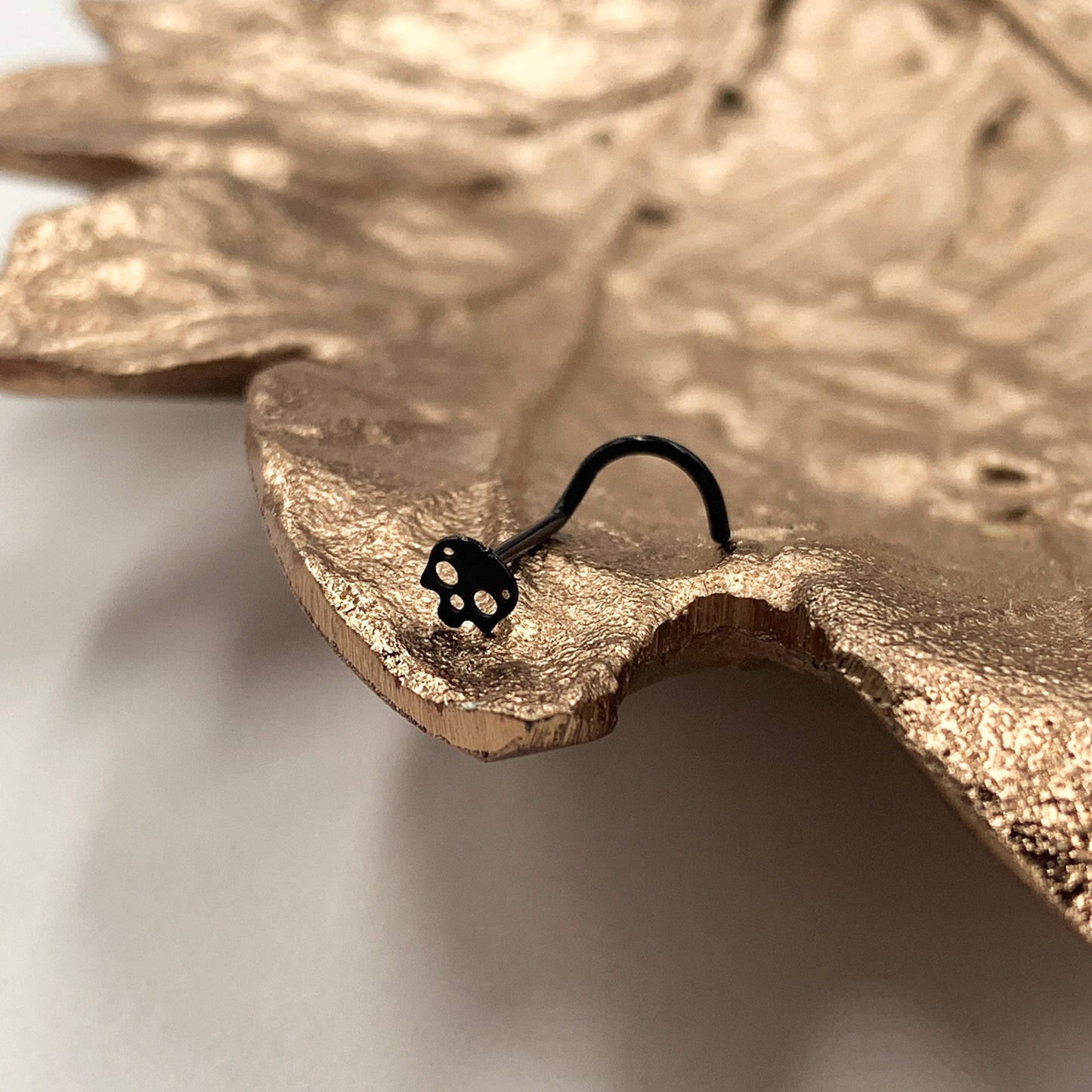 Black Anodized Titanium Skull Nose Ring