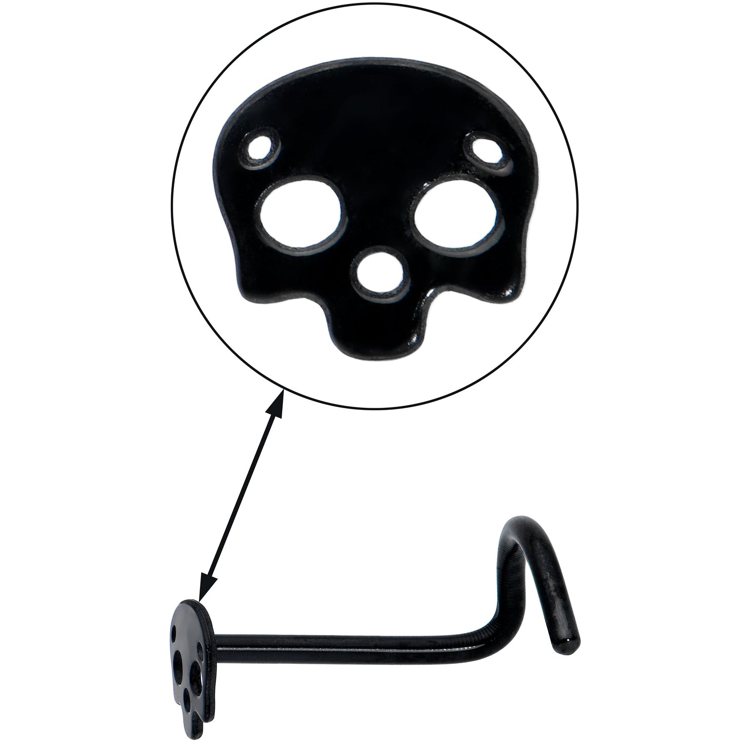 Black Anodized Titanium Skull Nose Ring