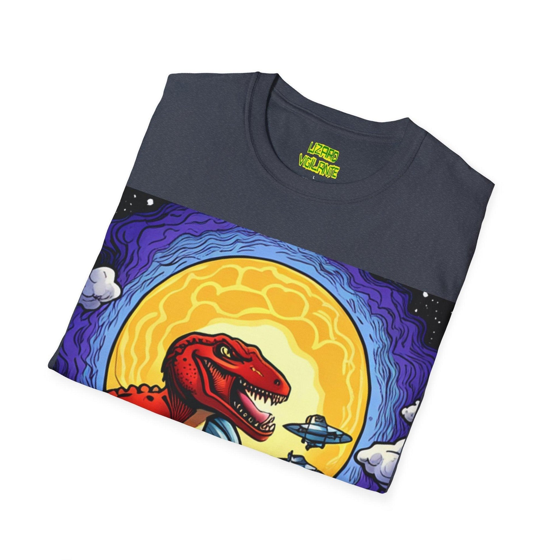 Lizard-saur Plays With Spacecraft Unisex Softstyle T-Shirt - Lizard Vigilante