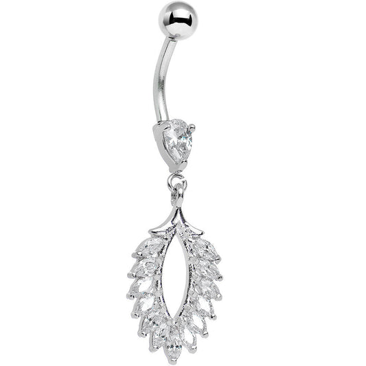 Clear CZ Gem Light as a Feather Dangle Belly Ring