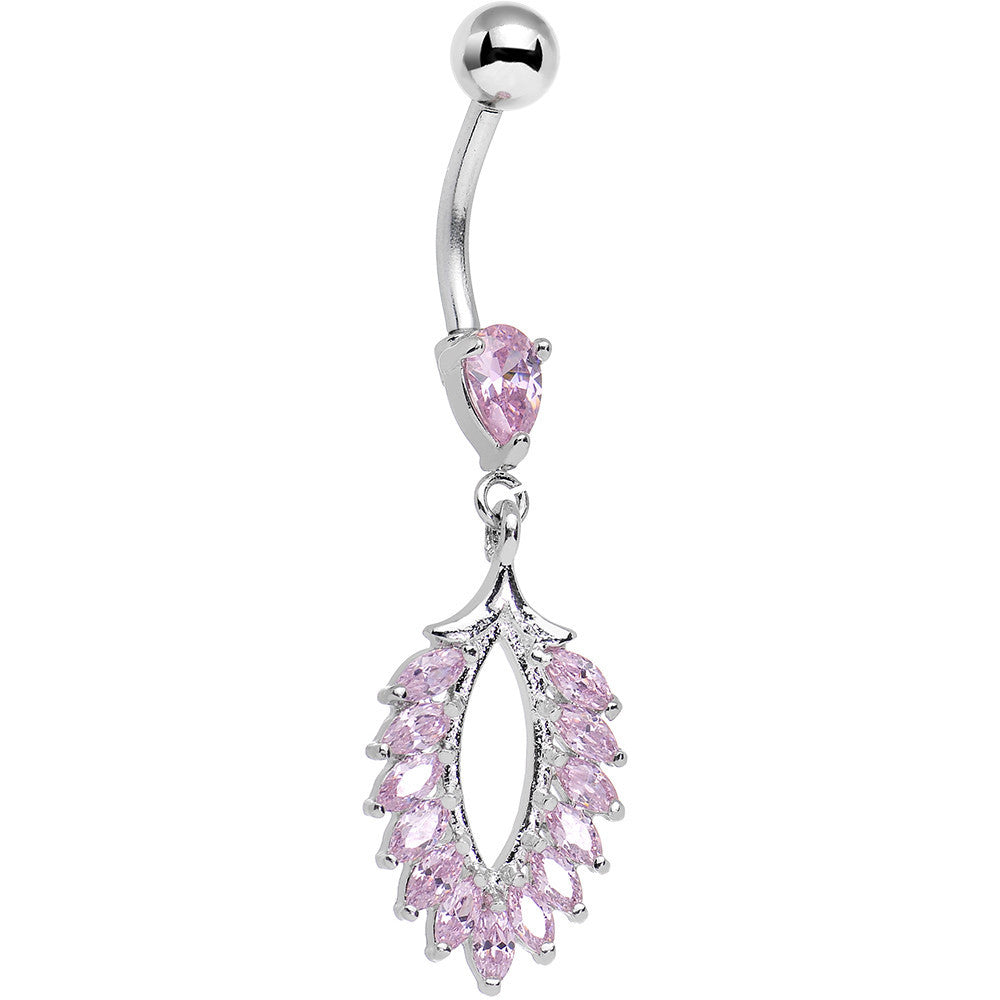Pink CZ Gem Light as a Feather Dangle Belly Ring