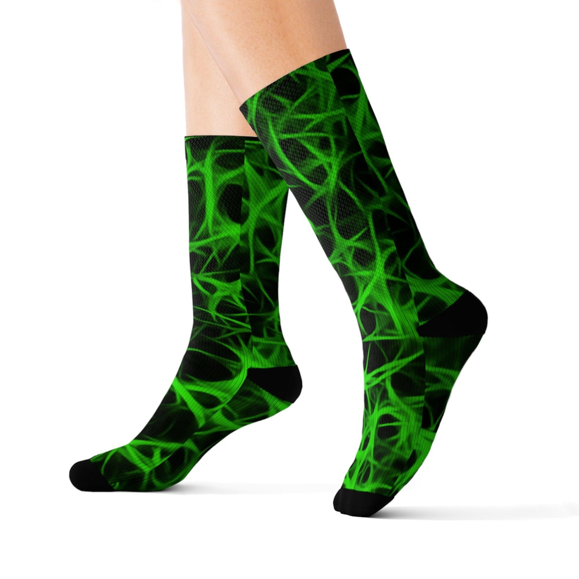 Nuclear Green Charged Sublimation Socks - Lizard Vigilante