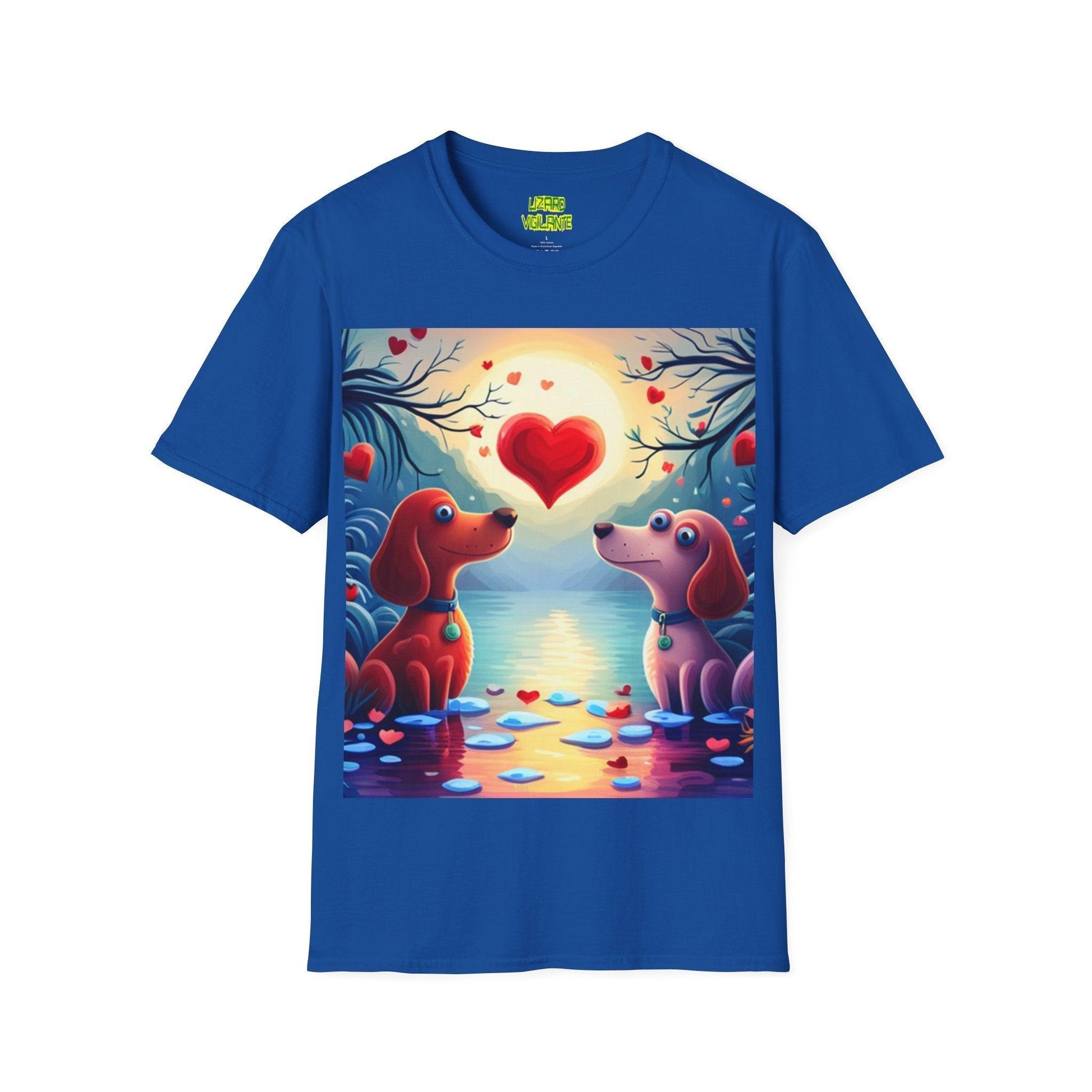 Valentine's Day Pup Hearts Unisex Softstyle Love T-Shirt - Lizard Vigilante