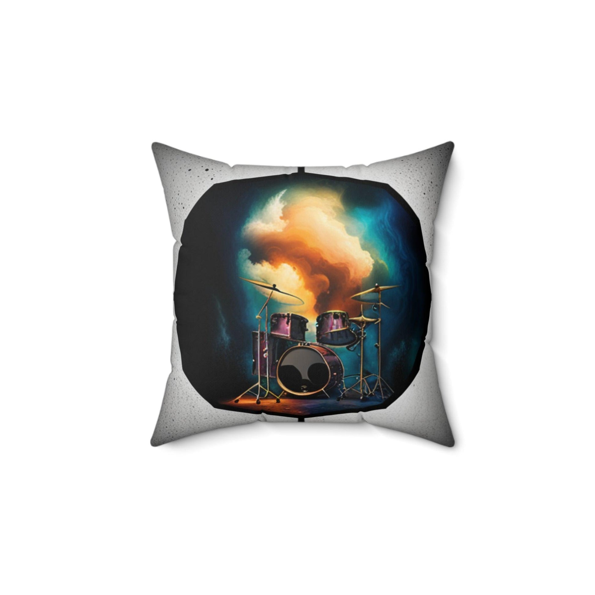 Concert Drums Spun Polyester Square Pillow - Lizard Vigilante