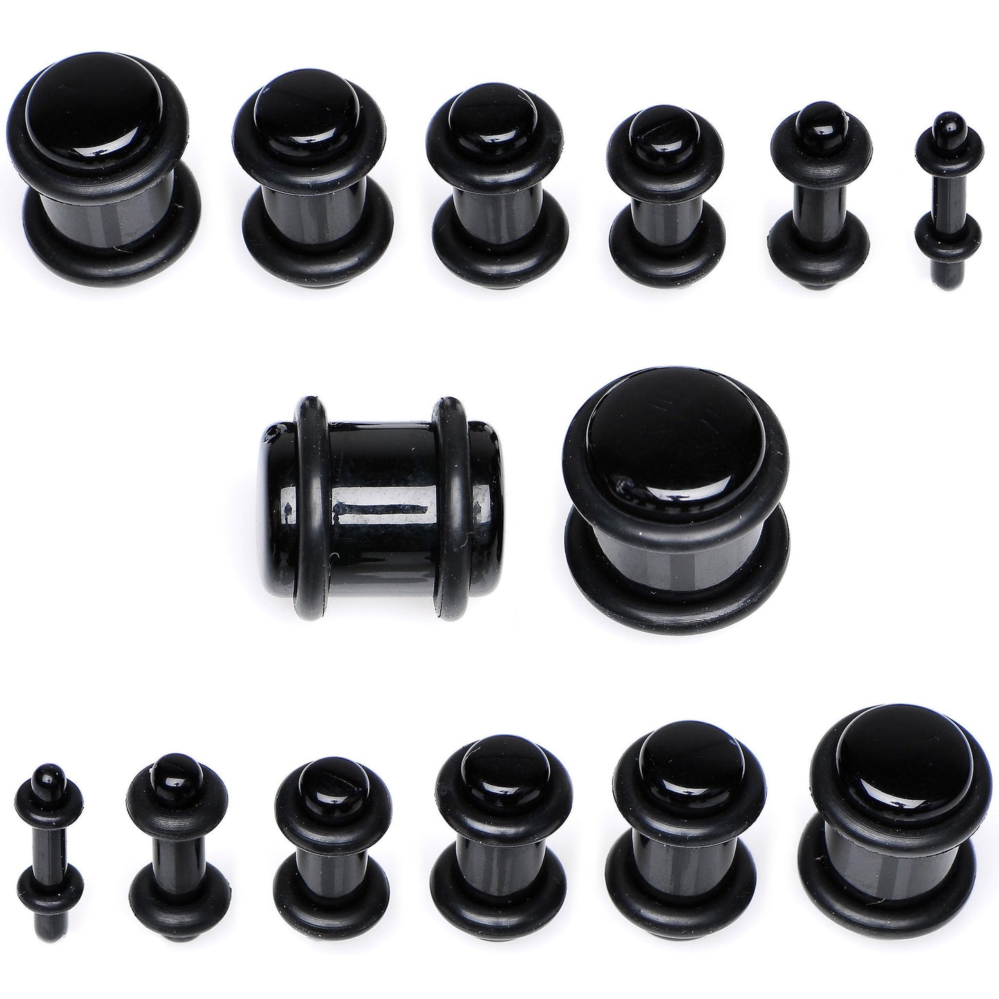 Black Acrylic Taper Plug Kit - 32 Piece 14 to 00G Ear Stretchers