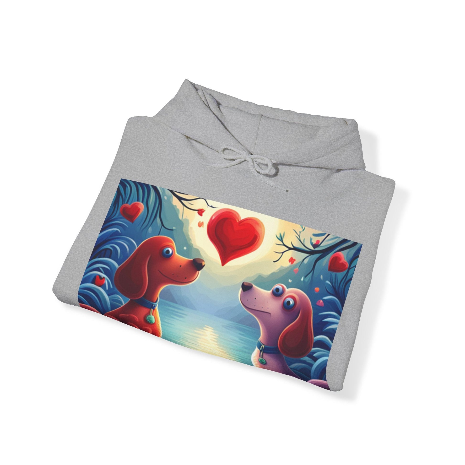 Valentine’s Day Pup Hearts Unisex Heavy Blend™ Hooded Sweatshirt - Lizard Vigilante
