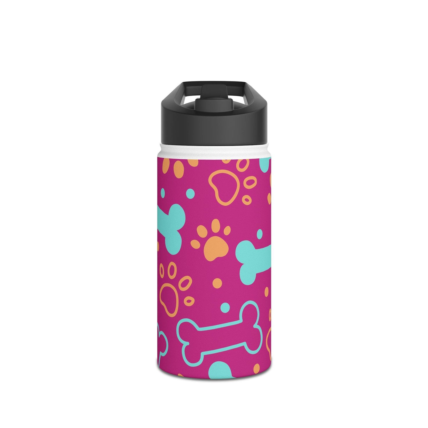 Pink DoggyStyle Stainless Steel Water Bottle, Standard Lid, Paws Bone - Lizard Vigilante