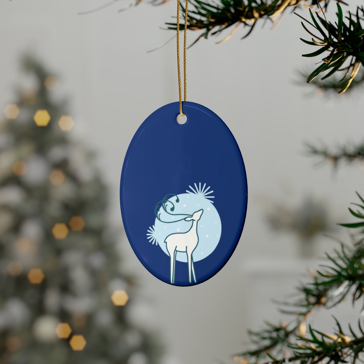 Blue Christmas Tree Reindeer Ceramic Ornaments (1pcs, 5pcs, 10pcs, 20pcs) - Lizard Vigilante