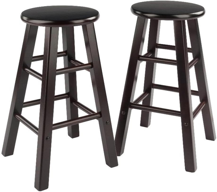 Element 2-Piece 24In Counter Stool Set, Espresso Finish, Solid Wood, Modern Design