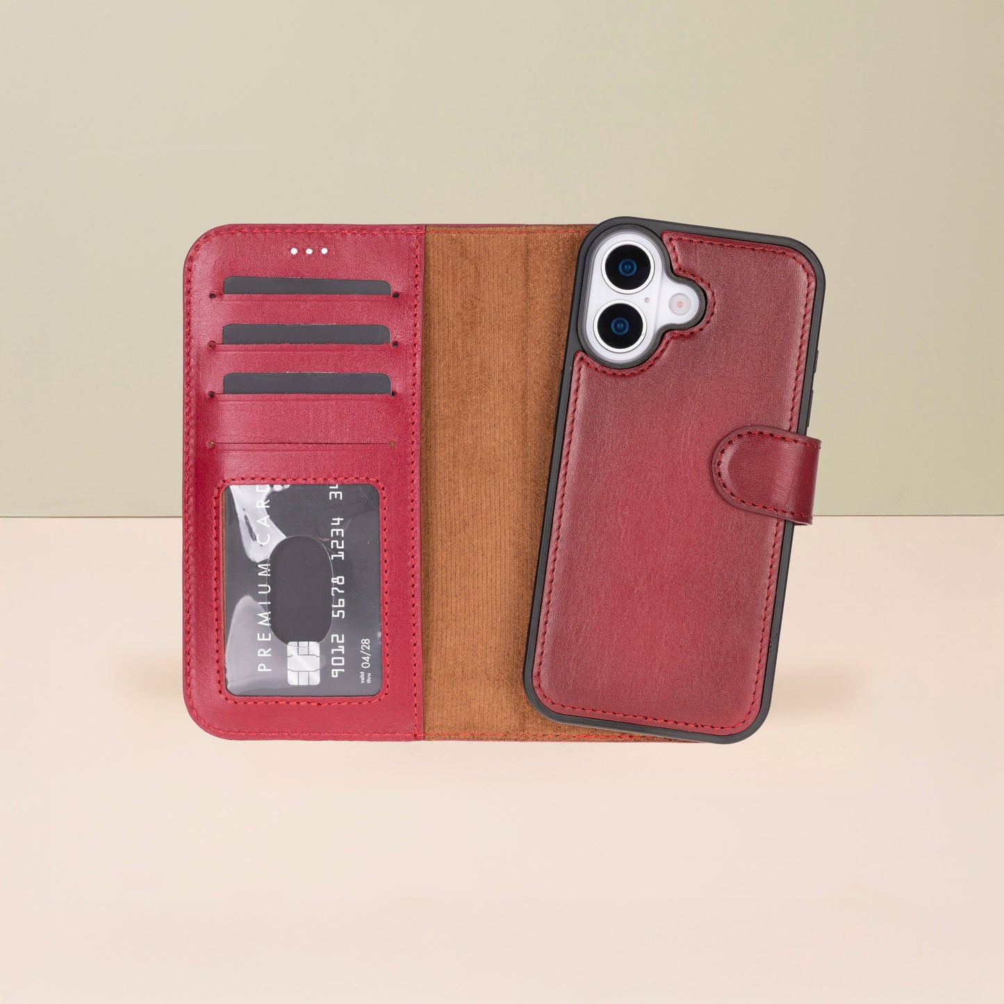 Leathere iPhone 17 Wallet Case – Red Edition - New York