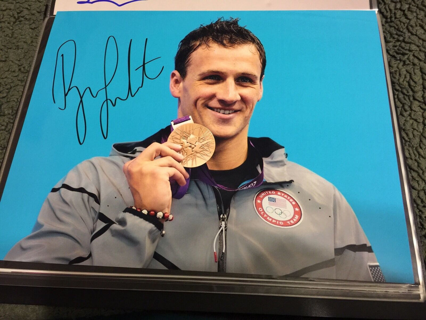 Ryan Lochte Autographed 11x14 Swimming 2012 Olympic Gold Medal Photo Signed
