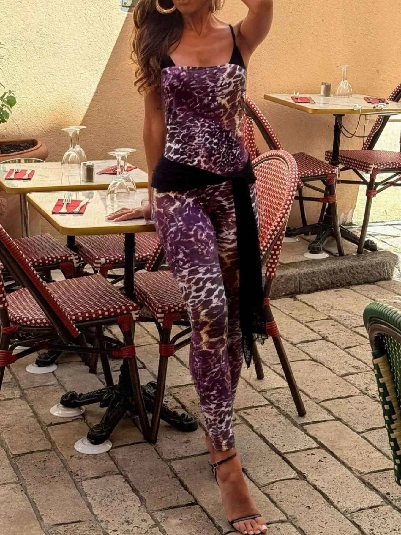 Leopard Spaghetti : Strap Jumpsuit