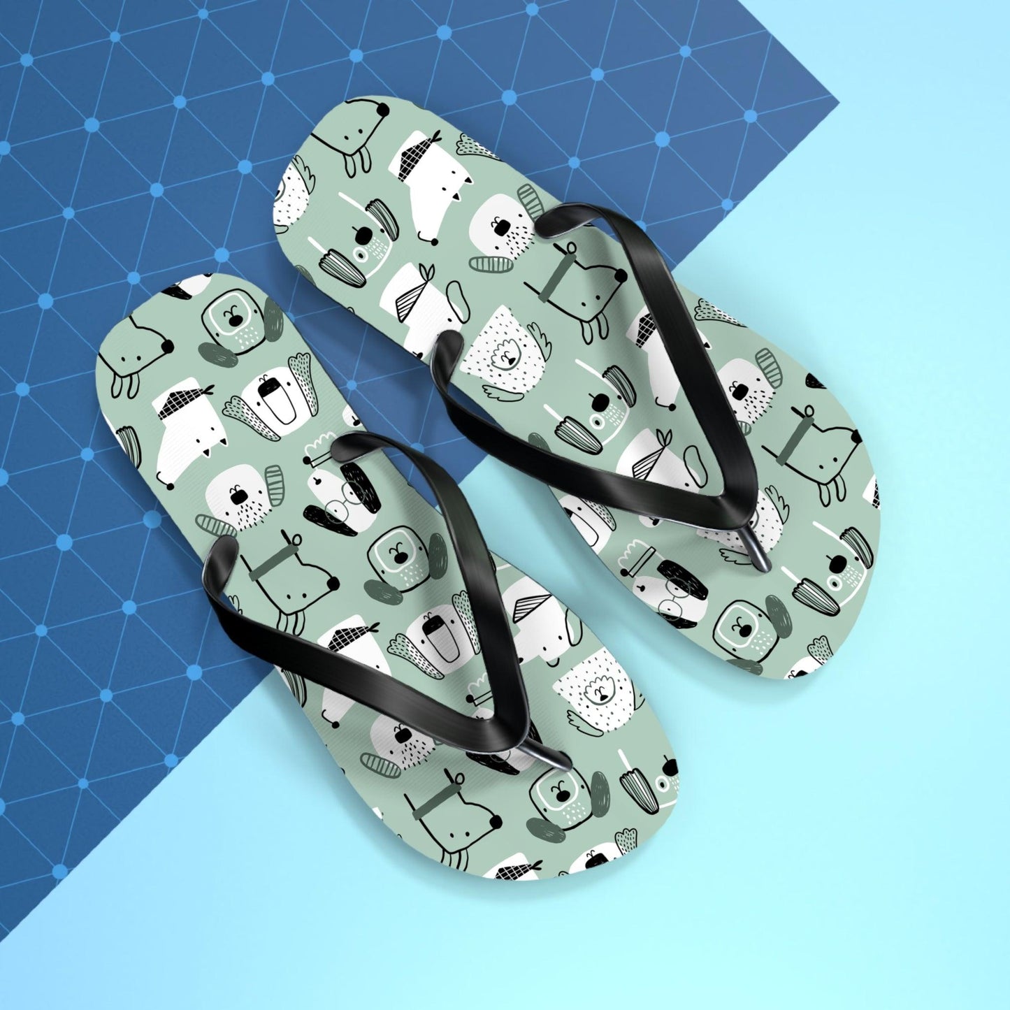 Illustrated Doggers Flip Flops - Lizard Vigilante