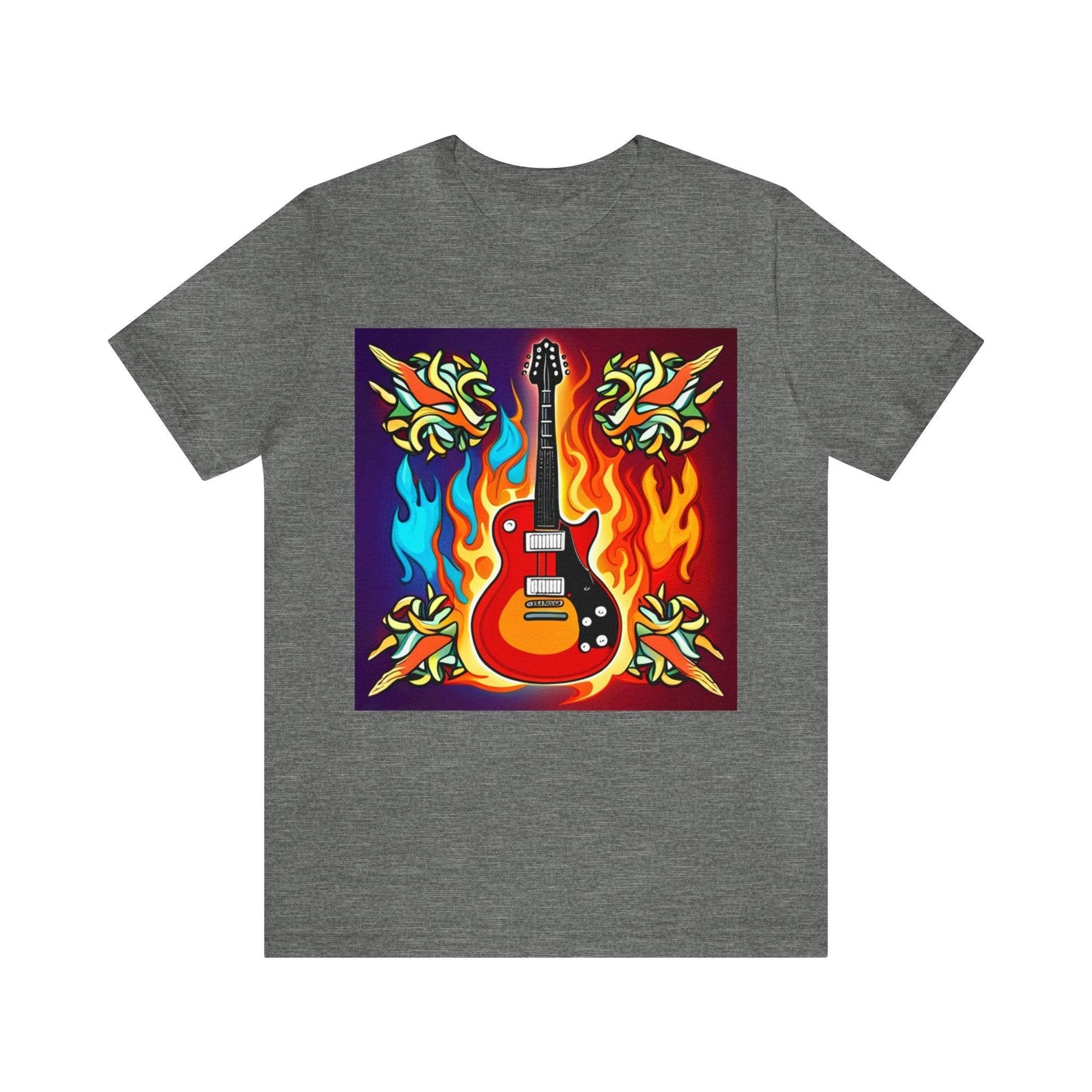 Flaming Axe Unisex Jersey Short Sleeve Tee Shirt Electric Guitar On Fire XS-3X - Lizard Vigilante