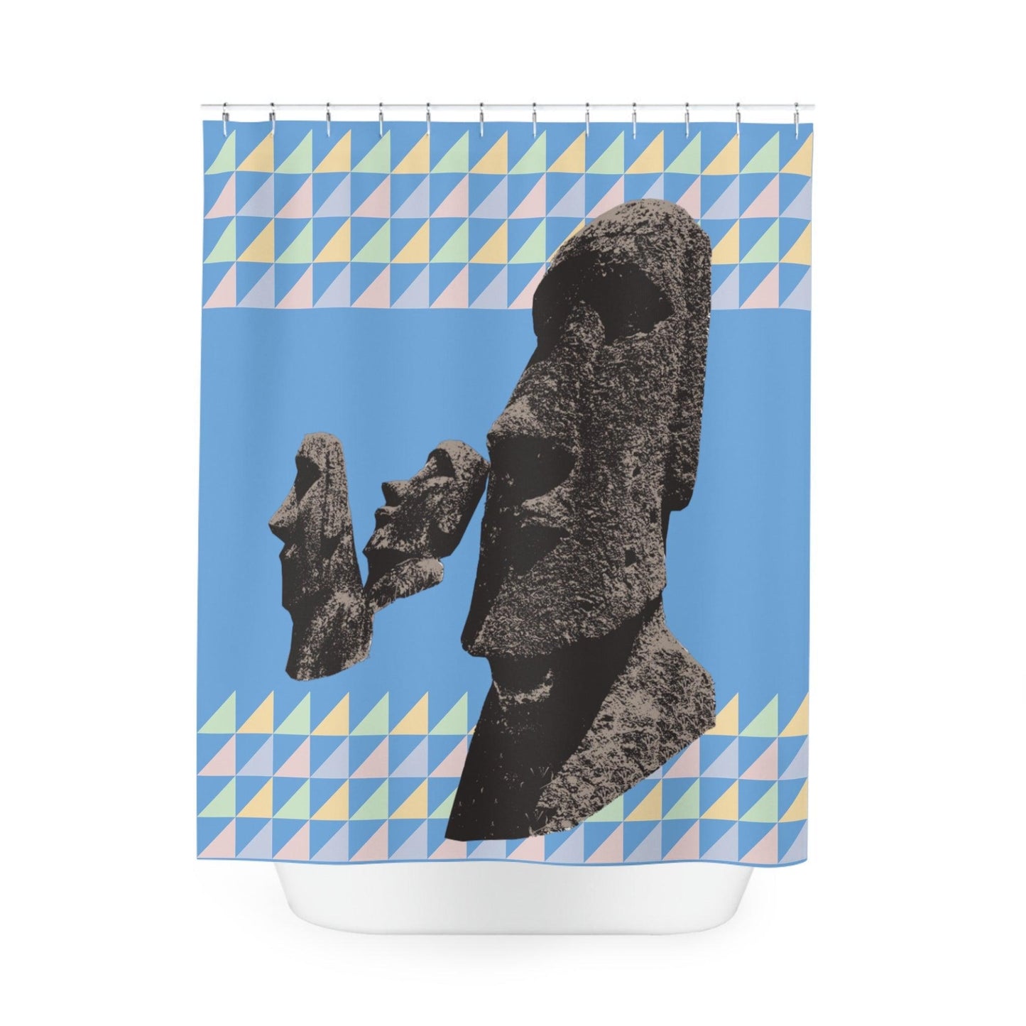 Easter Island Heads Polyester Shower Curtain - Lizard Vigilante