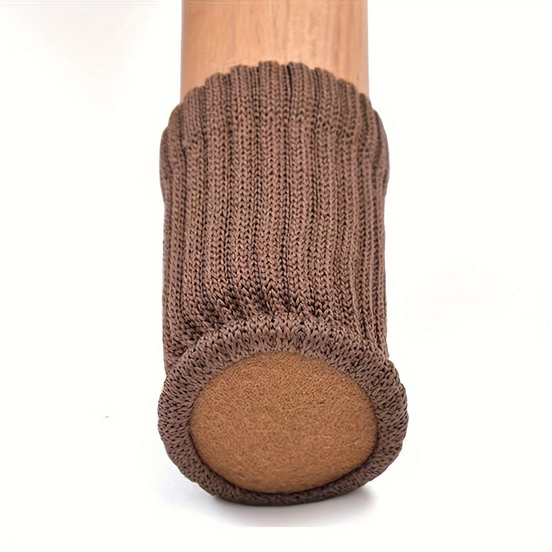 24pcs Cloth Table And Chair Leg Socks Woolen High Elastic Floor Protectors Non Slip Chair Leg Feet Socks Covers Furniture Caps Set, Fit Diameter From, Knitted Furniture Pads