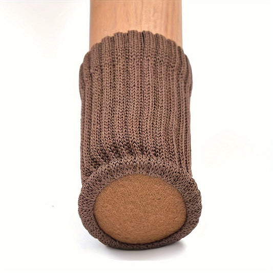 24pcs Cloth Table And Chair Leg Socks Woolen High Elastic Floor Protectors Non Slip Chair Leg Feet Socks Covers Furniture Caps Set, Fit Diameter From, Knitted Furniture Pads