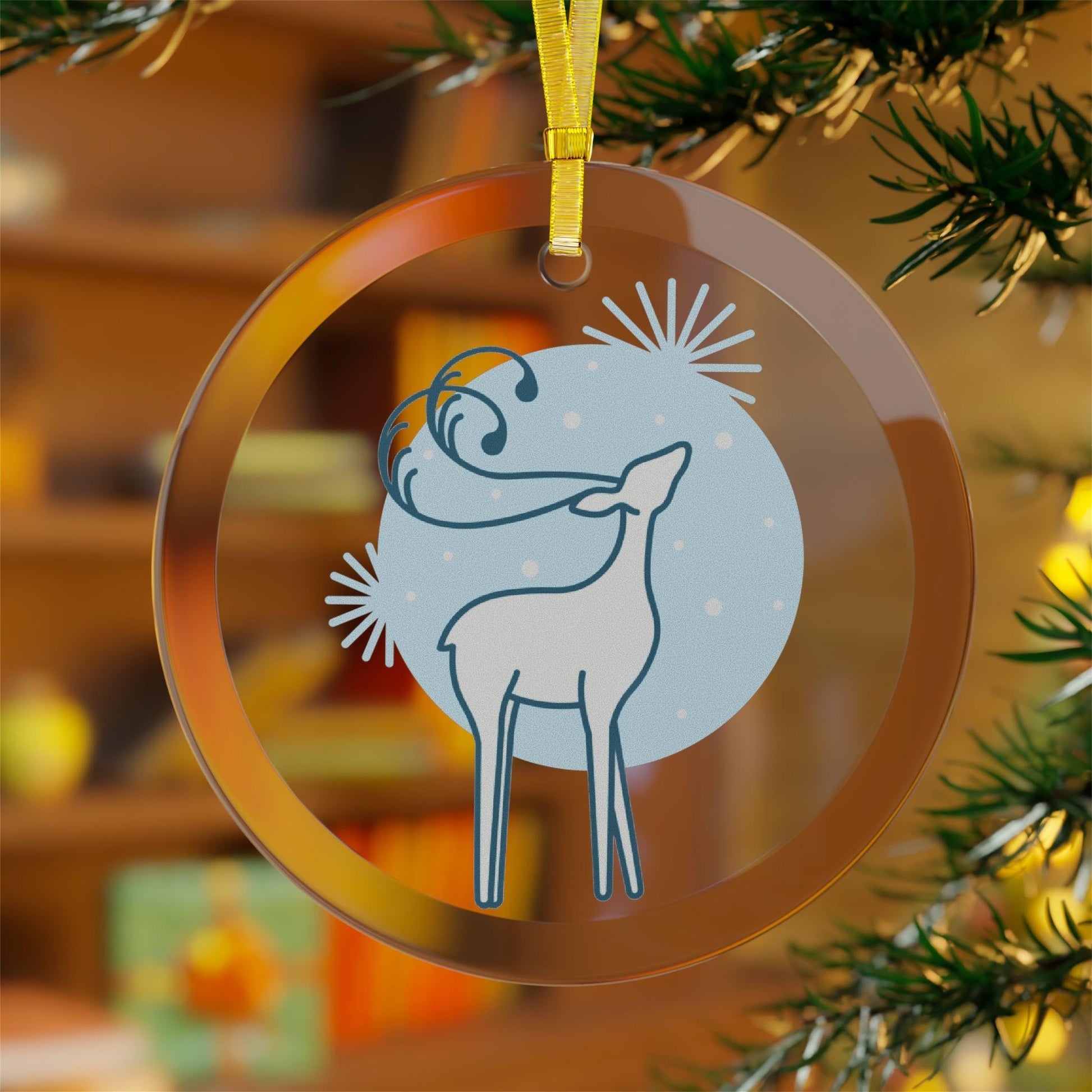 Christmas Tree Reindeer Glass Ornaments - Lizard Vigilante