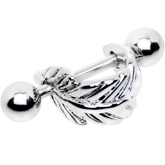 16G 3/8 Steel Barbell Floating Feather Cartilage Cuff