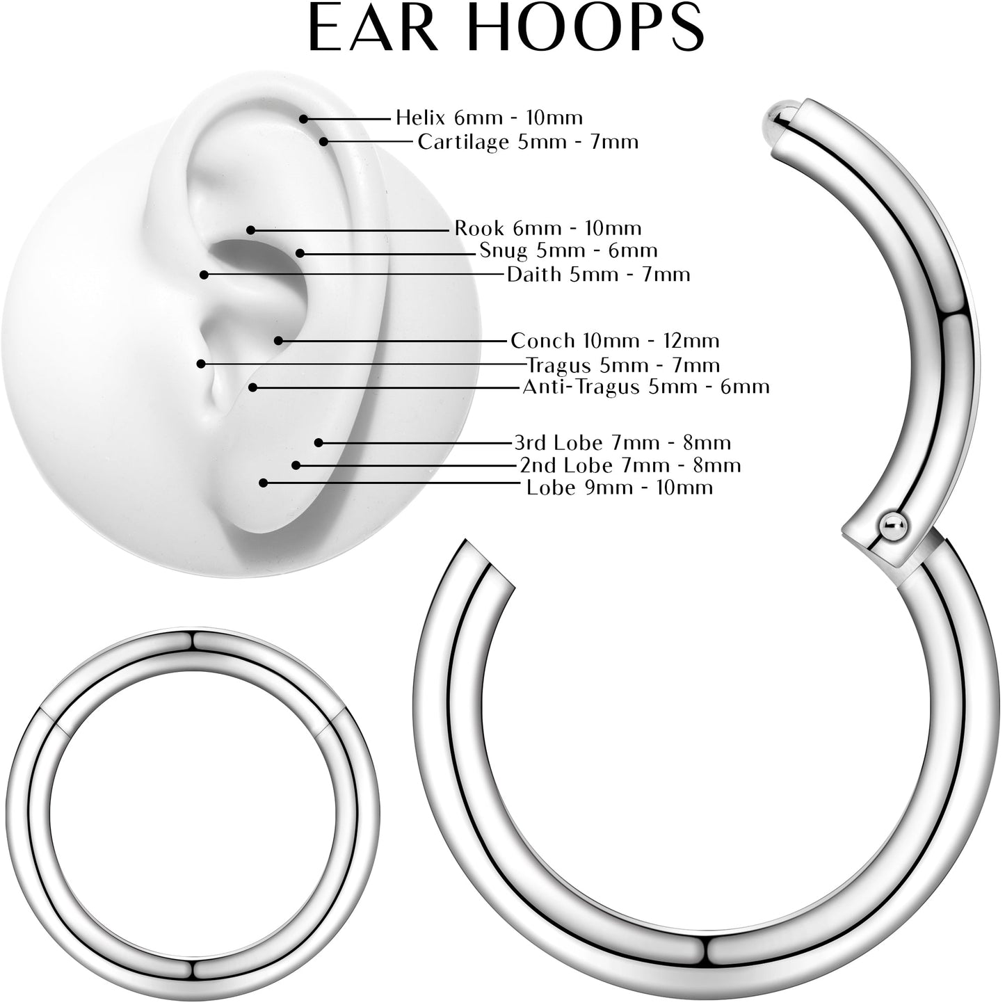 16G 5/16 Stainless Steel Hinged Segment Ring