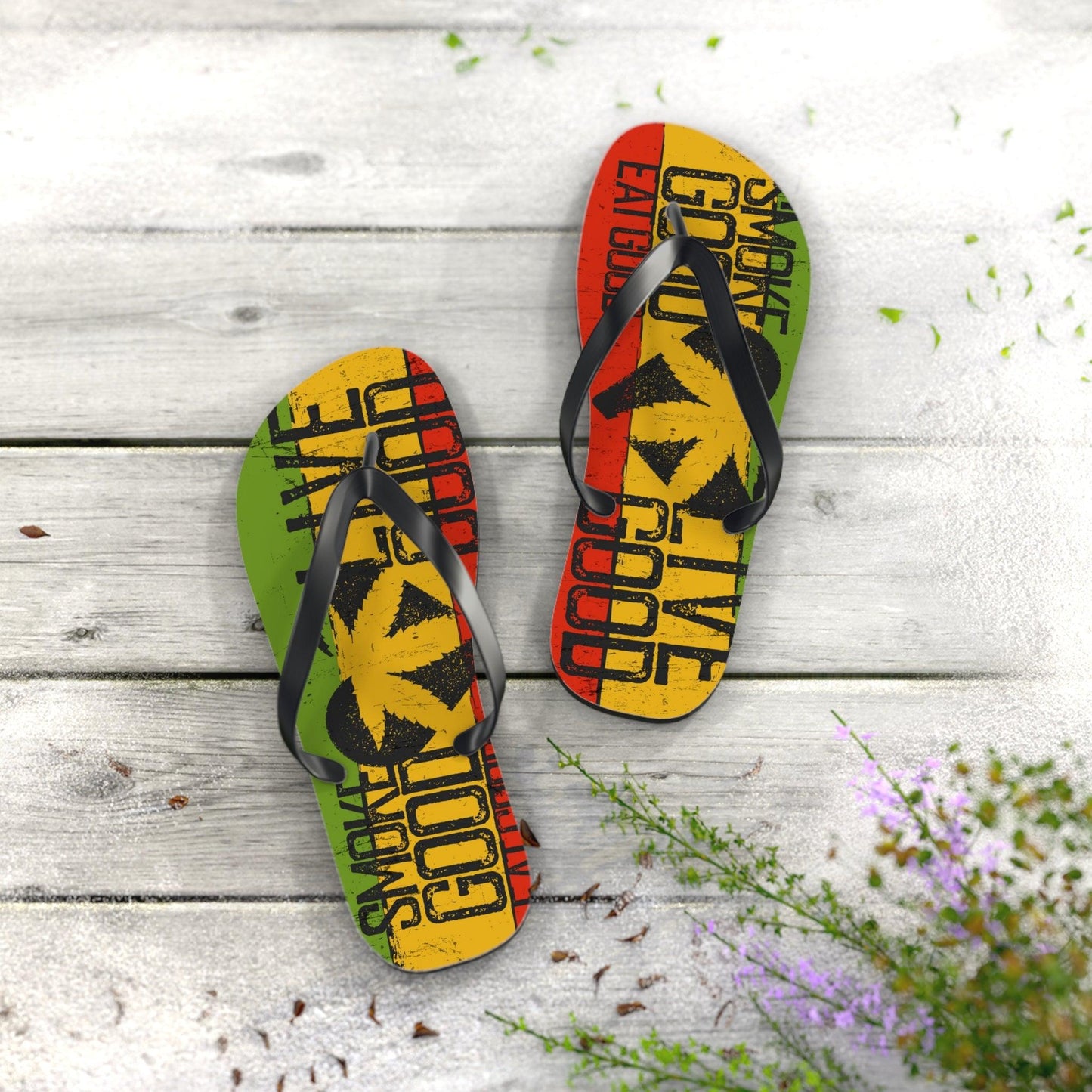 Smoke Good Eat Good Live Good Flip Flops - Lizard Vigilante